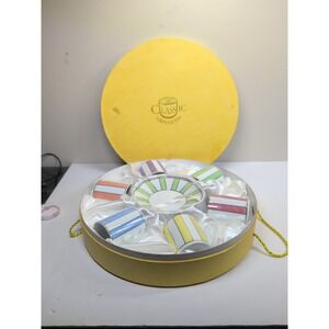Classic Coffee & Tea Set  6 Cups and 6 Saucers  Beautiful Pastel Colors Striped